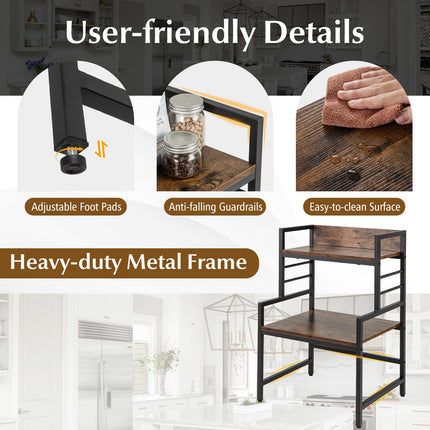 Dreamade 3-Tier Microwave Stand, Space-Saving Microwave Oven Rack with 2 Open Shelves & Heavy-Duty Metal Frame