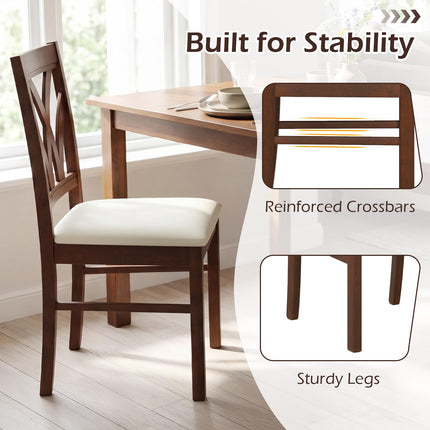Dreamade Wooden Dining Chairs Set of 2/4 Farmhouse Upholstered Kitchen Chairs