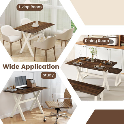 Dreamade 43" x 28" Wooden Dining Table with X-Shaped Frame Reinforced Crossbar