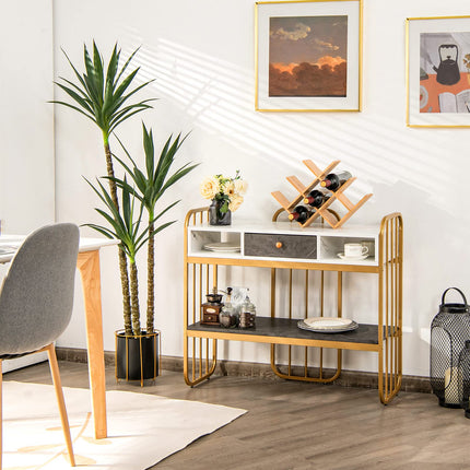 Dreamade Console Table for Entryway, Sofa Table with Drawer, Storage Shelf, Metal Frame(Gold)