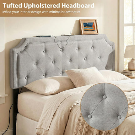 Dreamade Tufted Upholstered Head Board with 2 AC Outlets
