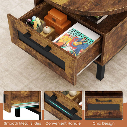 Dreamade 47" Oval Coffee Table Cocktail Accent Center Table with Storage