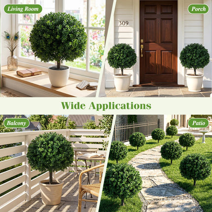 Dreamade 27" Artificial Boxwood Topiary Trees Set of 2 with Ground Spikes
