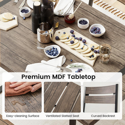 Dreamade 4-Piece Dining Table Set for 4 with 1 Bench and 2 Chairs