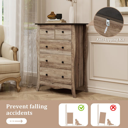 Dreamade Storage Cabinet with Foldable & Detachable Fabric Drawers, Anti-Tipping Kit, 26.5” x 15” x 38” Farmhouse Floor Cabinet