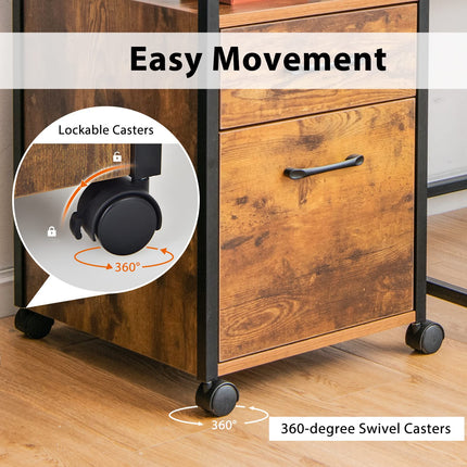 Dreamade 2-Drawer Rolling File Cabinet, Under Desk File Cabinet Printer Stand on Wheels, Rustic Brown