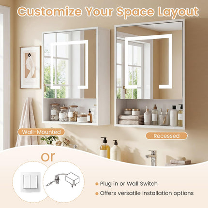 Dreamade 24"x18" Medicine Cabinet with Mirror and Lights