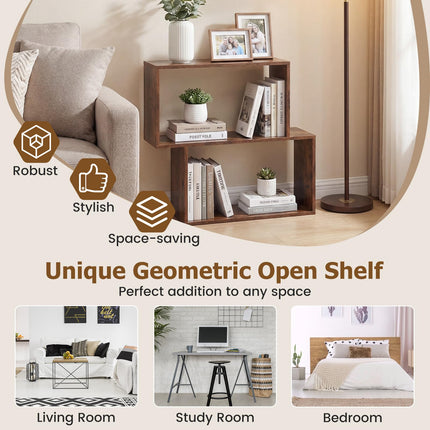 Dreamade Geometric Bookcase Side Table with Open Storage