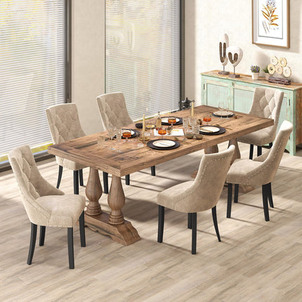 Dreamade Upholstered Dining Chairs Set of 2/4, Tufted Wingback Kitchen Chairs w/Solid Wood Legs, Padded Seat