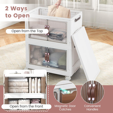 Dreamade 3-tier Collapsible Storage Bins with Wheels and Lid
