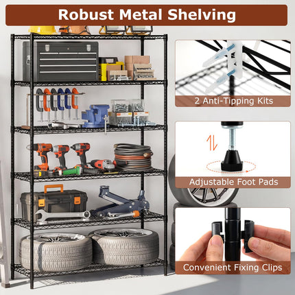 Dreamade 6-Tier Metal Storage Shelving Unit with V-Shaped Wire Rack for Home Garage