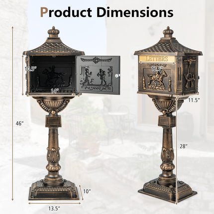 Dreamade Cast Aluminum Mailbox with Post