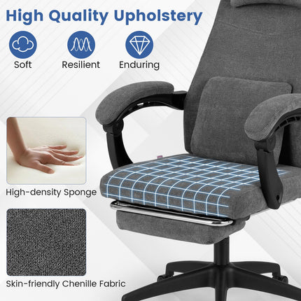 Dreamade Reclining Office Chair Chenille Fabric Desk Chair with Padded Linkage Armrests