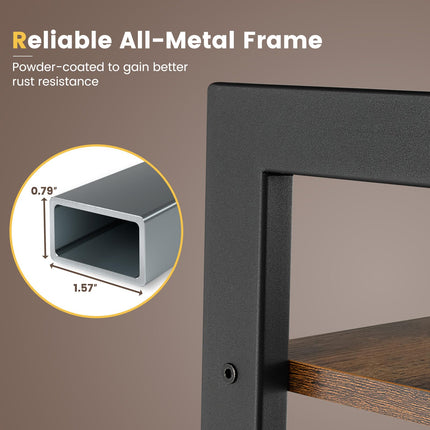Dreamade Industrial 4-Tier Bookshelf, Ladder Bookshelf with Metal Frame, Anti-Tipping Kits