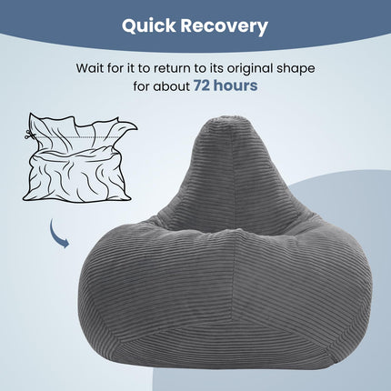 Dreamade Bean Bag Chair for Adults | Accent Lazy Sofa with Skin-Friendly Corduroy Cover & Soft Sponge Filling