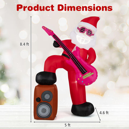 Dreamade 8.4FT Rocking Santa Inflatable with Guitar | Animated Christmas Decoration