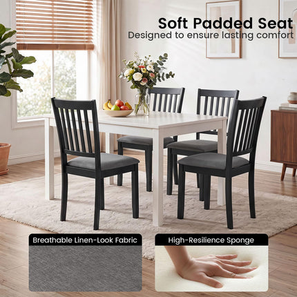 Dreamade Modern Farmhouse Wood Slat-Back Kitchen Chairs w/Padded Seat (2/4)