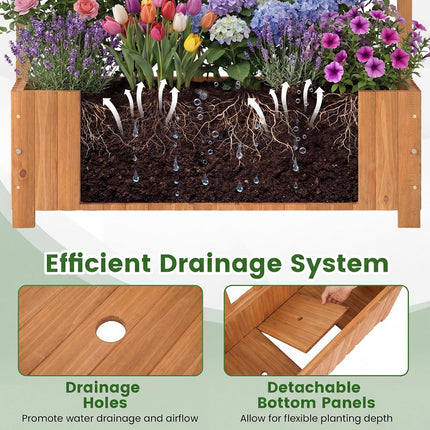 Dreamade Wooden Raised Garden Bed with Trellis 71" Outdoor Planter Box Privacy Screen