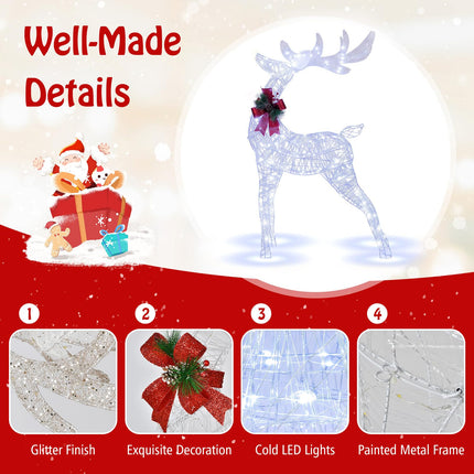 Dreamade Lighted Christmas Reindeer | 4.4 FT Pre-Lit Xmas Holiday Decoration