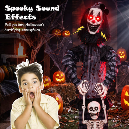 DREAMADE 5.8 FT Halloween Standing Clown with Skeleton Prop Decoration