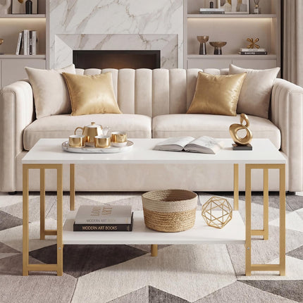 Dreamade 2-Tier 39.5" Coffee Table with Storage