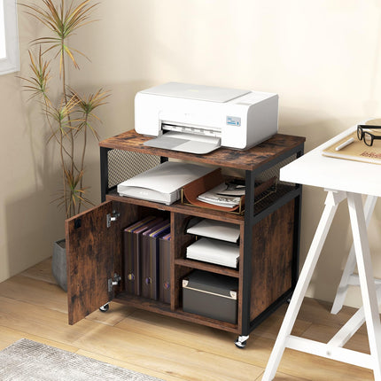 Dreamade File Cabinet, Lateral Filing Cabinet with Lock, Wheels, Charging Station, Cable Hole, Lockable Side Cabinet