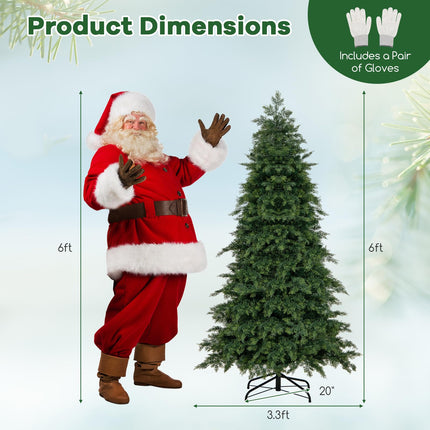 Dreamade 6ft Artificial Christmas Tree, Unlit Green Hinged Xmas Full Tree with 721 Lush Branch Tips