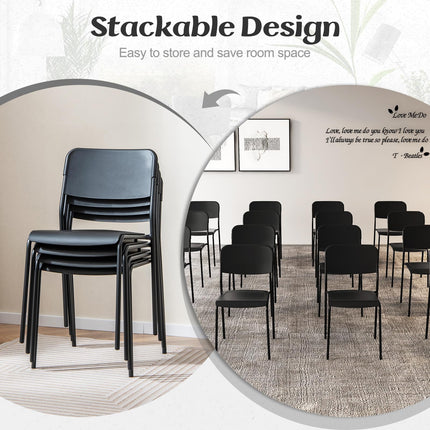 Dreamade Metal Dining Chairs Set of 4, Stackable Lightweight Kitchen Chairs w/Tilted Backrest & Sturdy Metal Legs