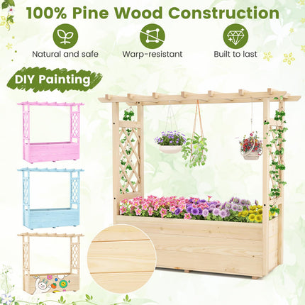 Dreamade Raised Garden Bed with Sided Trellis and Hanging Roof