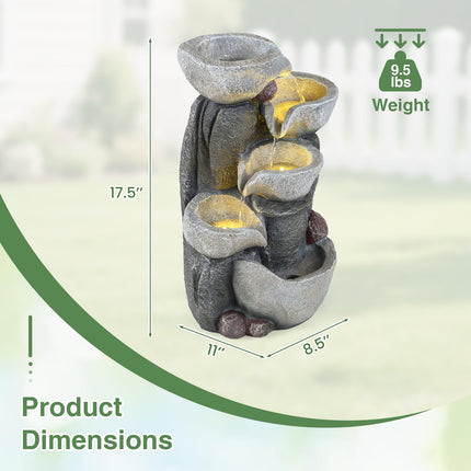 Dreamade 5-Tier Outdoor Water Fountain with Lights