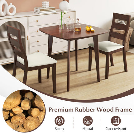 Dreamade Wooden Square Kitchen Table and 2 Chairs with Padded Seat