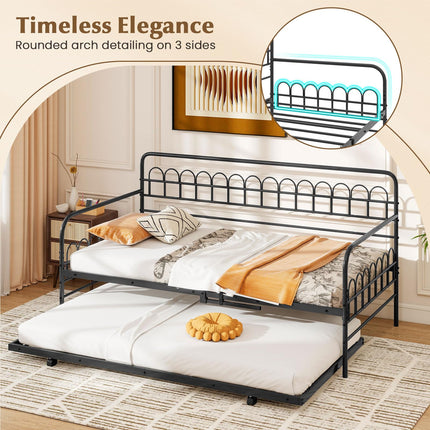 Dreamade Twin Daybed with Trundle with Heavy-Duty Metal Slats