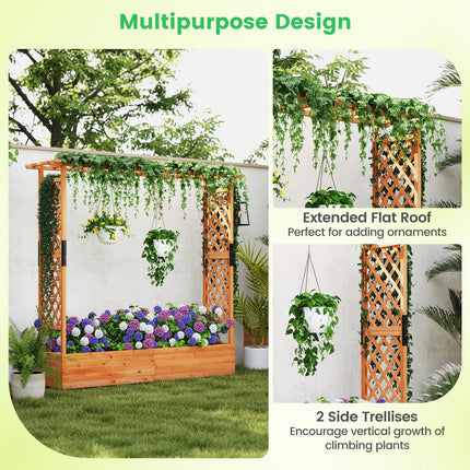 Dreamade Raised Garden Bed with Trellis and Hanging Roof