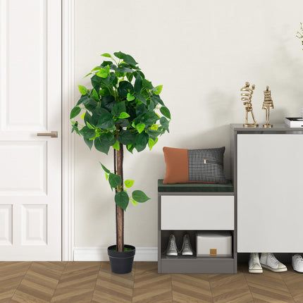 Dreamade 45" Artificial Hydrangea Tree, Tall Fake Potted Silk Tree with Real Wood Trunk