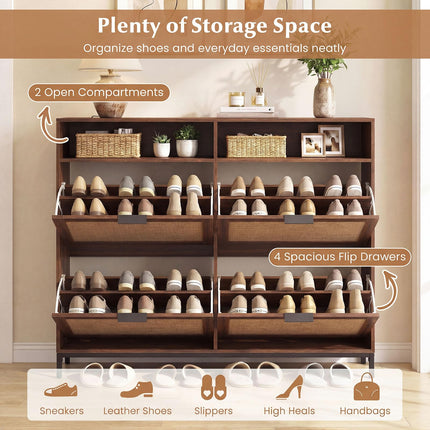 Dreamade Large Shoe Storage Cabinet w/ 4 Flip Drawers