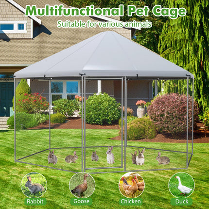 Dreamade Large Metal Chicken Run - 13ft Hexagon Walk-in Chicken Coop