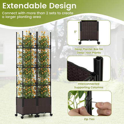 Dreamade Raised Garden Bed Planter Box with Trellis
