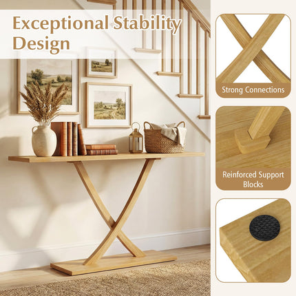 Dreamade 57" Solid Wood Console Table Narrow Long Entryway Table