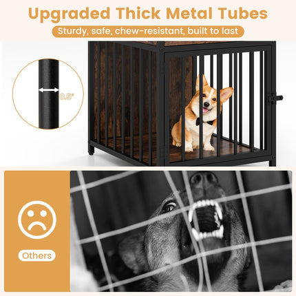 Dreamade Dog Crate End Table with Charging Station