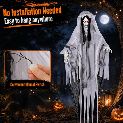 DREAMADE 6 FT Animated Ghost Bride Life Size Hanging Halloween Prop