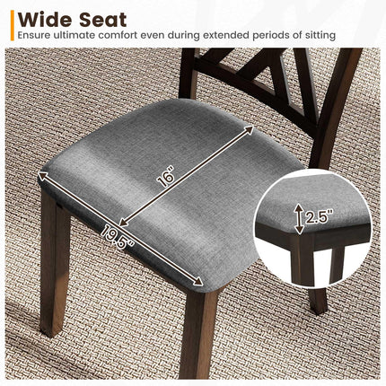 Dreamade Linen Fabric Upholstered Wooden Dining Chair Set of 2/4 with Rubber Wood Frame for Dining Room
