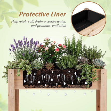 Dreamade Wood Raised Garden Bed w/Lower Shelf