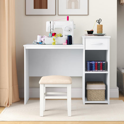 Dreamade Computer Desk with Storage, Modern PC Laptop Table with Printer Shelf