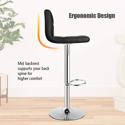 Dreamade Bar Stool, Modern Swivel Adjustable Armless Barstools, Square Counter Height PU Leather Bar Stools