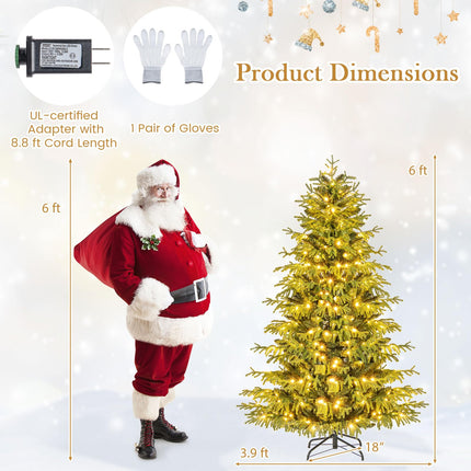 Dreamade Pre-Lit Artificial Christmas Tree with PVC & Soft TPE Branch Tips & Foldable Metal Stand