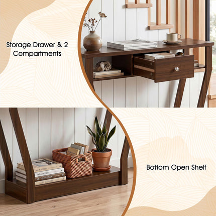 Dreamade 43" Modern Console Table with Drawer & Storage Shelf