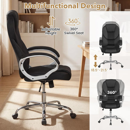 Dreamade Leather Office Chair | Ergonomic Mesh Executive Chair with Padded Armrests & Rocking Backrest