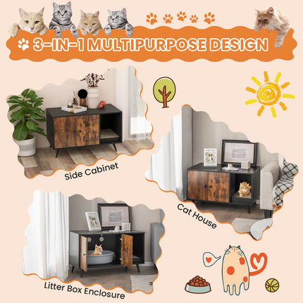 Dreamade Cat Litter Box Enclosure, Hidden Cat Washroom Furniture