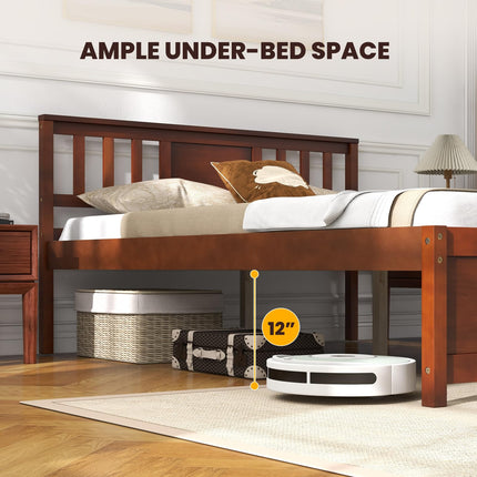 Dreamade Solid Wood Platform Bed Frame, Mid Century Full Bed Frame with Headboard