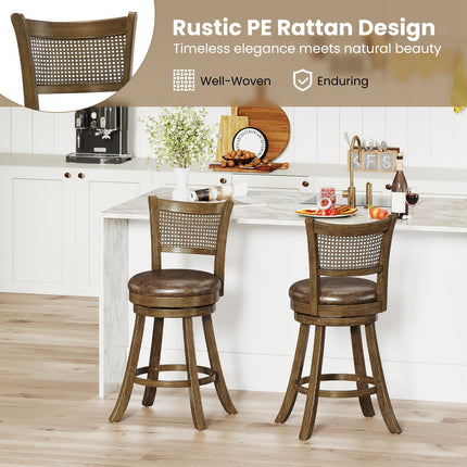 Dreamade 25" Swivel Bar Stools Set of 2/4 with Footrest & Rubber Wood Frame